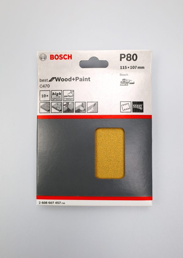Bosch Schleifblatt  115*107 RED Wood, Klettsystem gelocht   K 80 (10)