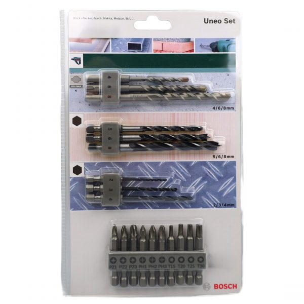 Bosch Bohr und Bit-Set, Uneo Mixed, 19-teilig