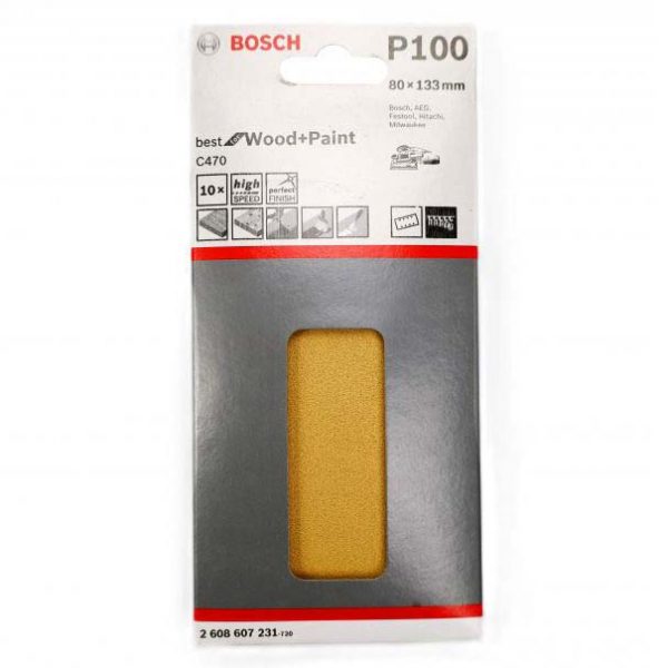 Bosch Schleifblatt  80*133 RED Wood, Klettsystem  gelocht K 100 (10)