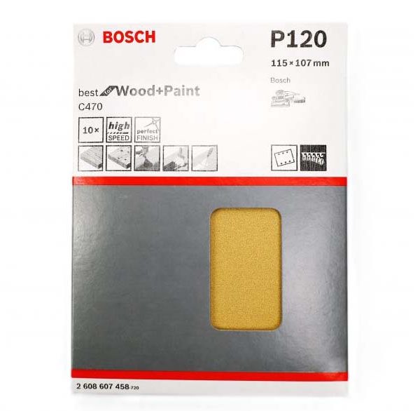 Bosch Schleifblatt  115*107 RED Wood, Klettsystem   K 120 (10)