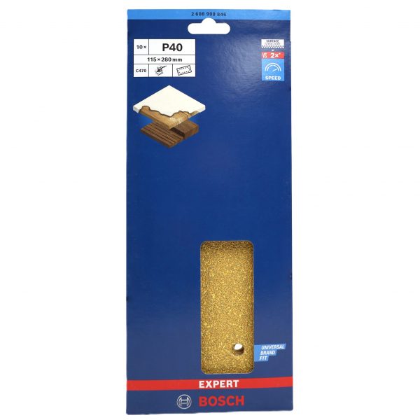 Bosch Schleifpap., 14 Löcher für Schwingschl,EXPERT C470  115 x 280 mm, K 40, 10 Stk