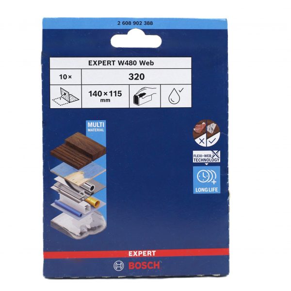Bosch Hand- Schleifblatt Expert W480 Gewebe 115 X 140mm  Korn 320  (10)