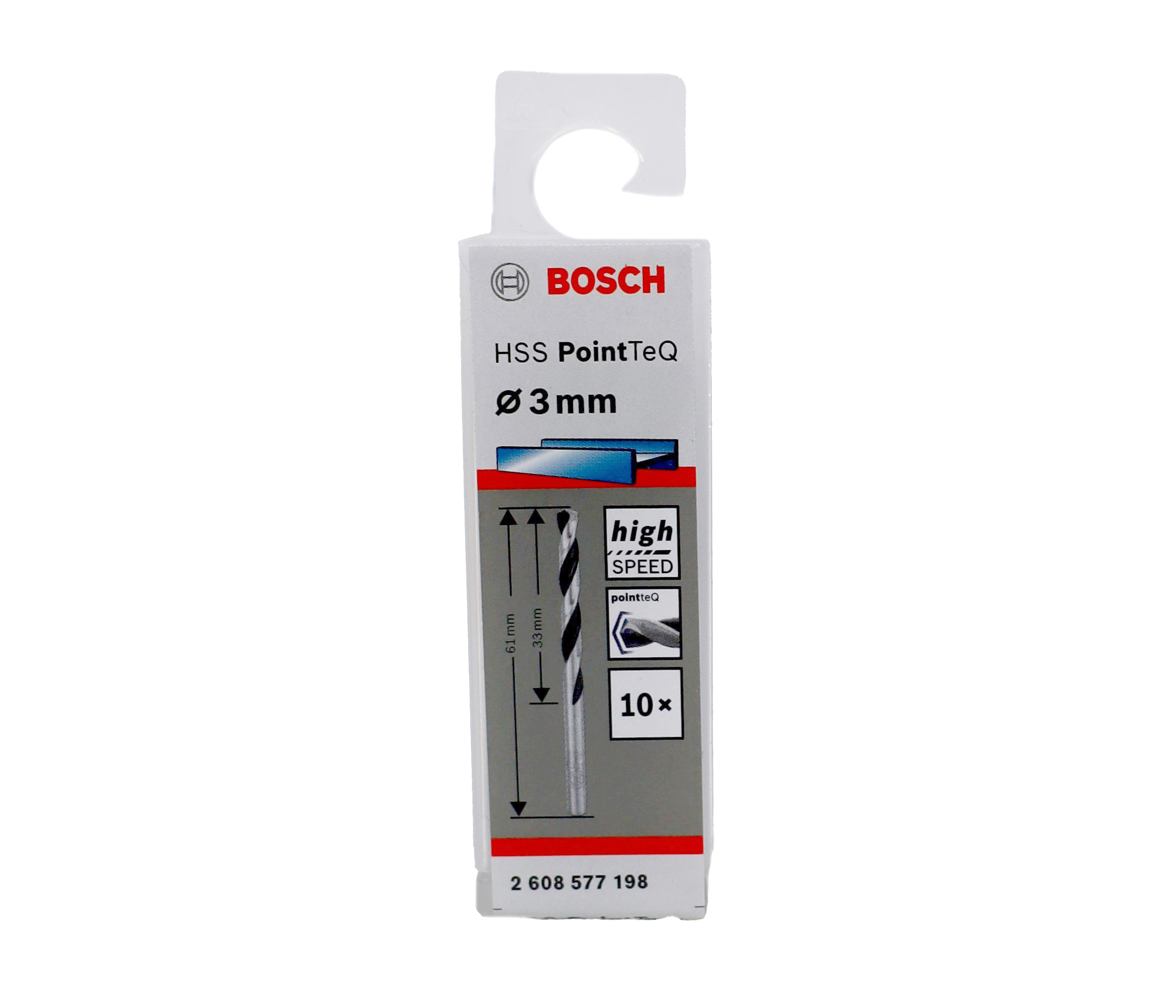 Bosch HSS Pont TeQ Bohrer 3,0mm*33mm*61mm 10er Pack