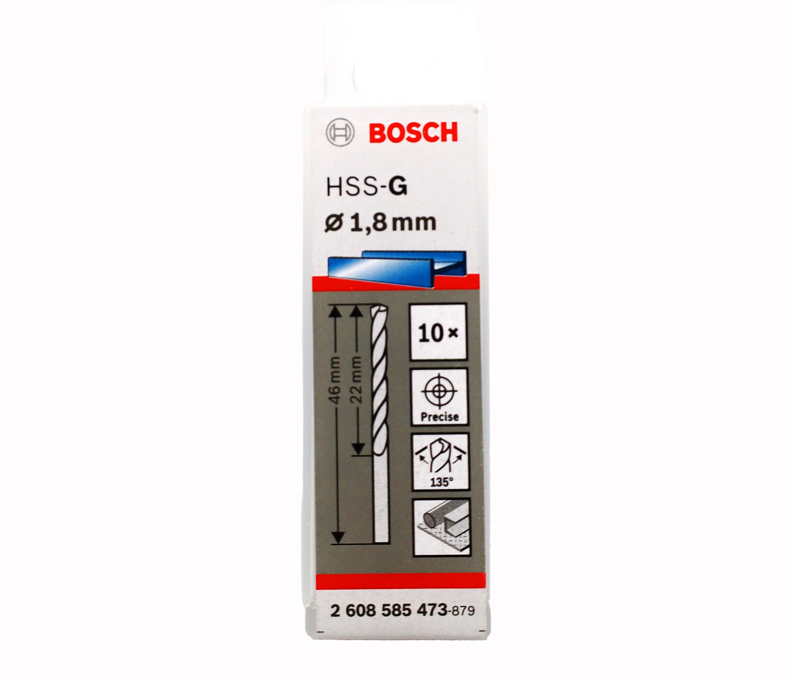 Bosch HSS-G Spiralbohrer 1,8 x 22 x 46mm DIN 338 (10)