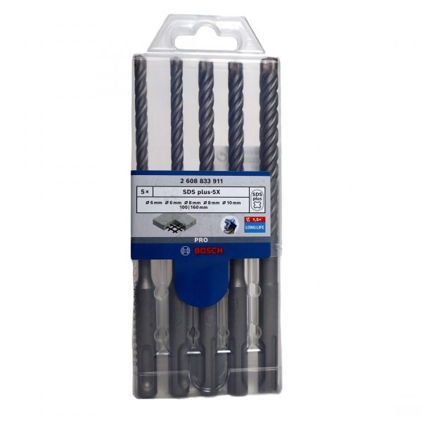 Bosch 5tlg.5X SDS-plus Bohrer-Set 6;6;8;8;10mm