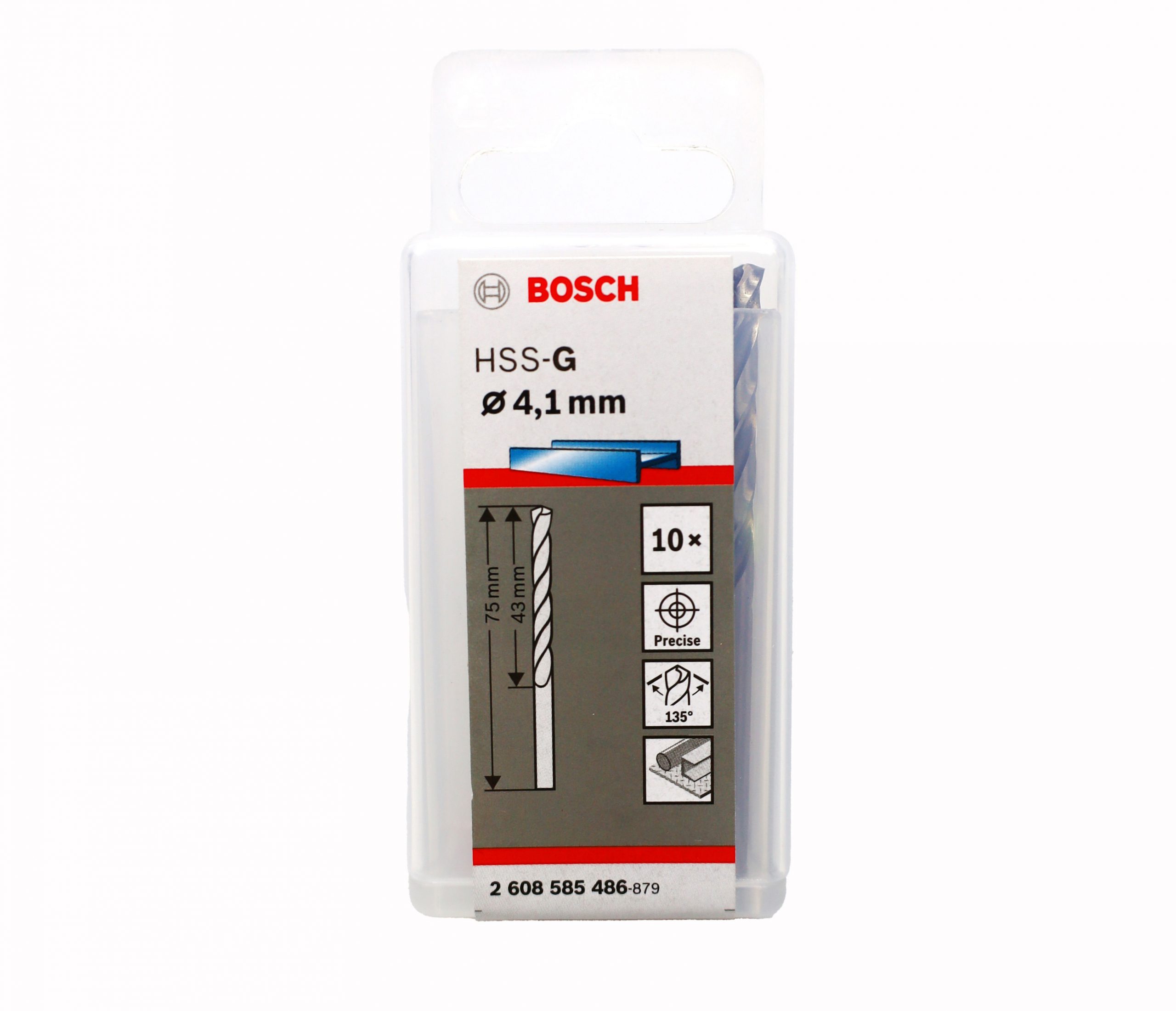 Bosch HSS-G Spiralbohrer 4,1 x 43x 75mm DIN 338 (10)
