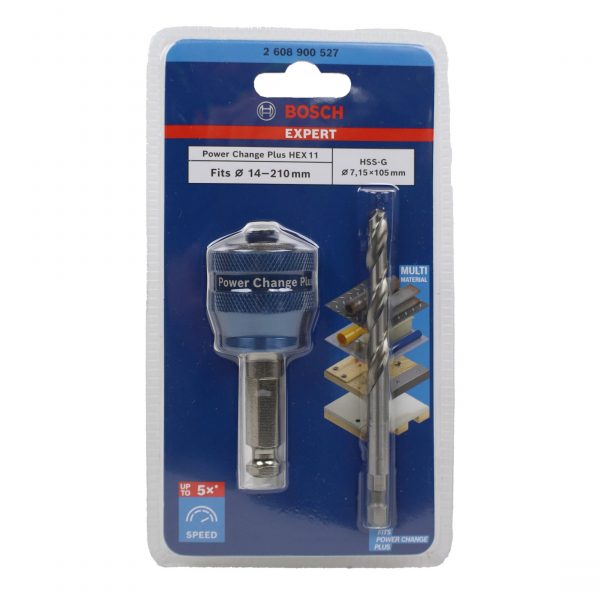 Bosch Power Change Plus Adapter mit Sechskantaufnahme und HSSG Zentrierbohrer 7,15 *100mm