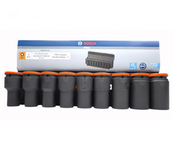 Bosch Steckschlüsselsatz 3/4" 9 Stück im Set SW 17/19/21/22/23/24/27/30/32