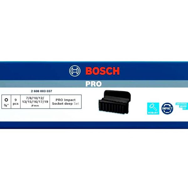 BOSCH Impact Steckschlüsselsatz 3/8" tief  9 Stück im Set SW 7/8/10/12/13/15/16/17/19